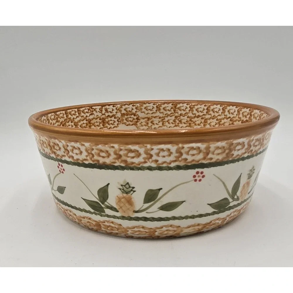 Temp-Tations‎ OLD WORLD Hospitality Floral Pineapple Round 1.5 qt Baking Dish